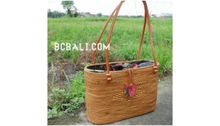 handmade ethnic design rattan grass straw handbag bali